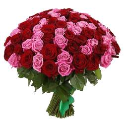 Фото товара 101 червоно-рожева троянда в Коломиї