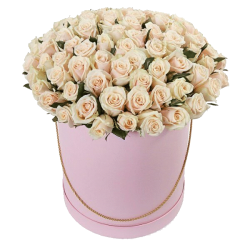 Фото товара 101 кремова троянда в капелюшній коробці в Коломиї