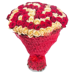 Фото товара 101 червоно-кремова троянда в Коломиї