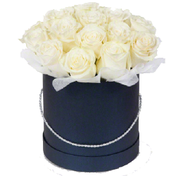 Фото товара 21 біла троянда в капелюшній коробці в Коломиї