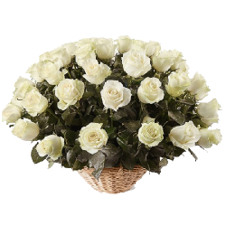 Фото товара 51 біла троянда в кошику в Коломиї