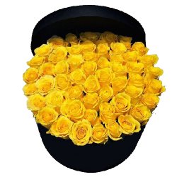 Фото товара 51 жовта троянда в капелюшній коробці в Коломиї