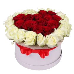 Фото товара 51 троянда у формі серця в коробці в Коломиї
