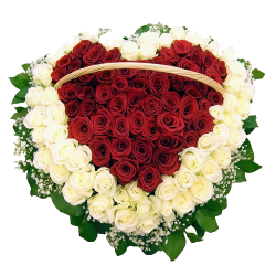 Фото товара 101 троянда серцем у кошику в Коломиї