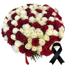 Фото товара 100 червоно-білих троянд в Коломиї