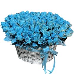 Фото товара 101 синя троянда в кошику в Коломиї